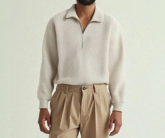 Off-White quart zip polo